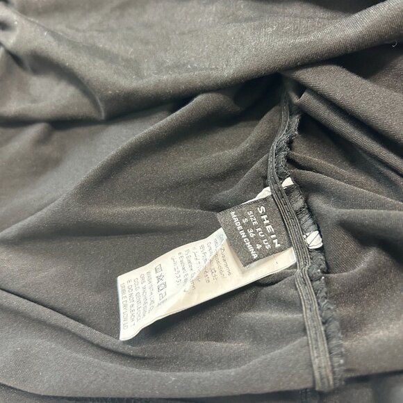 SHEIN Black Square Neck Bodycon Mini Dress Size Small Long Sheer Puff Sleeve - Picture 5 of 8